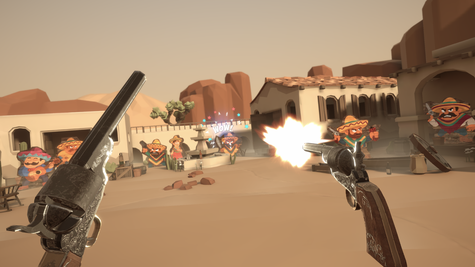 Wild West Panic screenshot - hacienda courtyard shootout